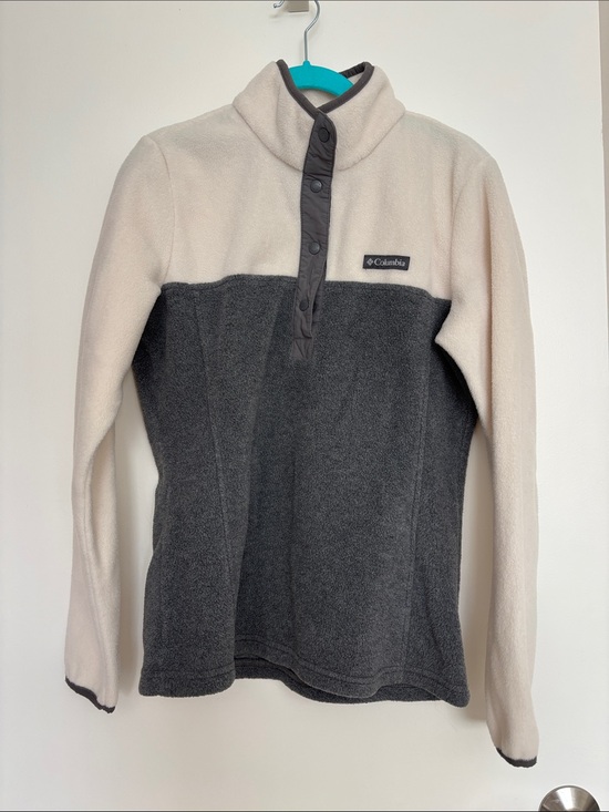 Columbia Sweaters - Columbia Two-Tone Snap Pullover - Cream & Gray